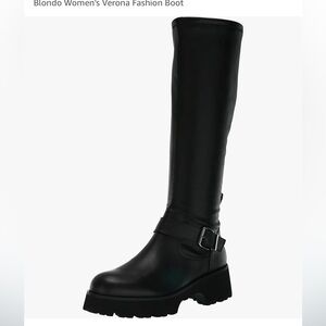 Blondo Black Tall Leather Lug-Sole Boot
